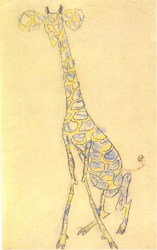 V. Mayakovsky, “A giraffe,” 1913. Pastel and pencil on paper