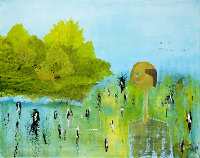 Ben Franklin, the Inventor of Trees, a painting by John Lurie