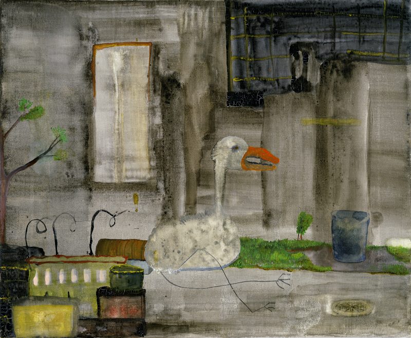 Bird Falls Near Chinese Garbage, a painting by John Lurie