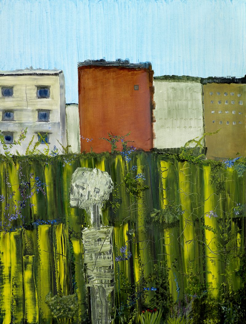 I Am Thankful for My Skeleton. He Is Out in the Garden, a painting by John Lurie