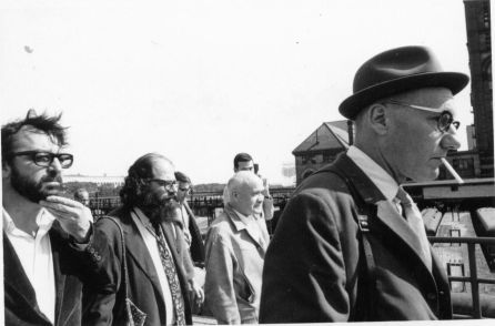 Terry Southern with William S. Burroughs, Allen Ginsberg and Jean Genet at the 1968 Democratic Convention in Chicago