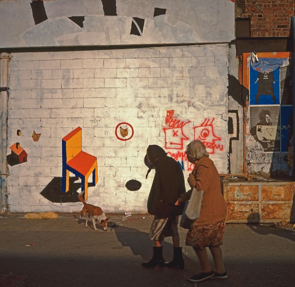 Ladies & Dog, Ave. C & E. 2nd St., 1983, photograph by Philip Pocock