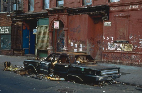 Junkheap, E. 7th St., Ave. B & C, 1983 photograph by Philip Pocock.