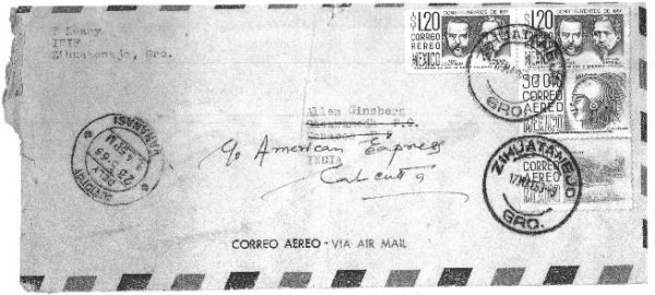 Timothy Leary Allen Ginsberg envelope Mexico 1963