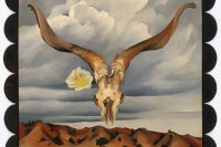Georgia O'Keeffe rams head white hollyhock hills